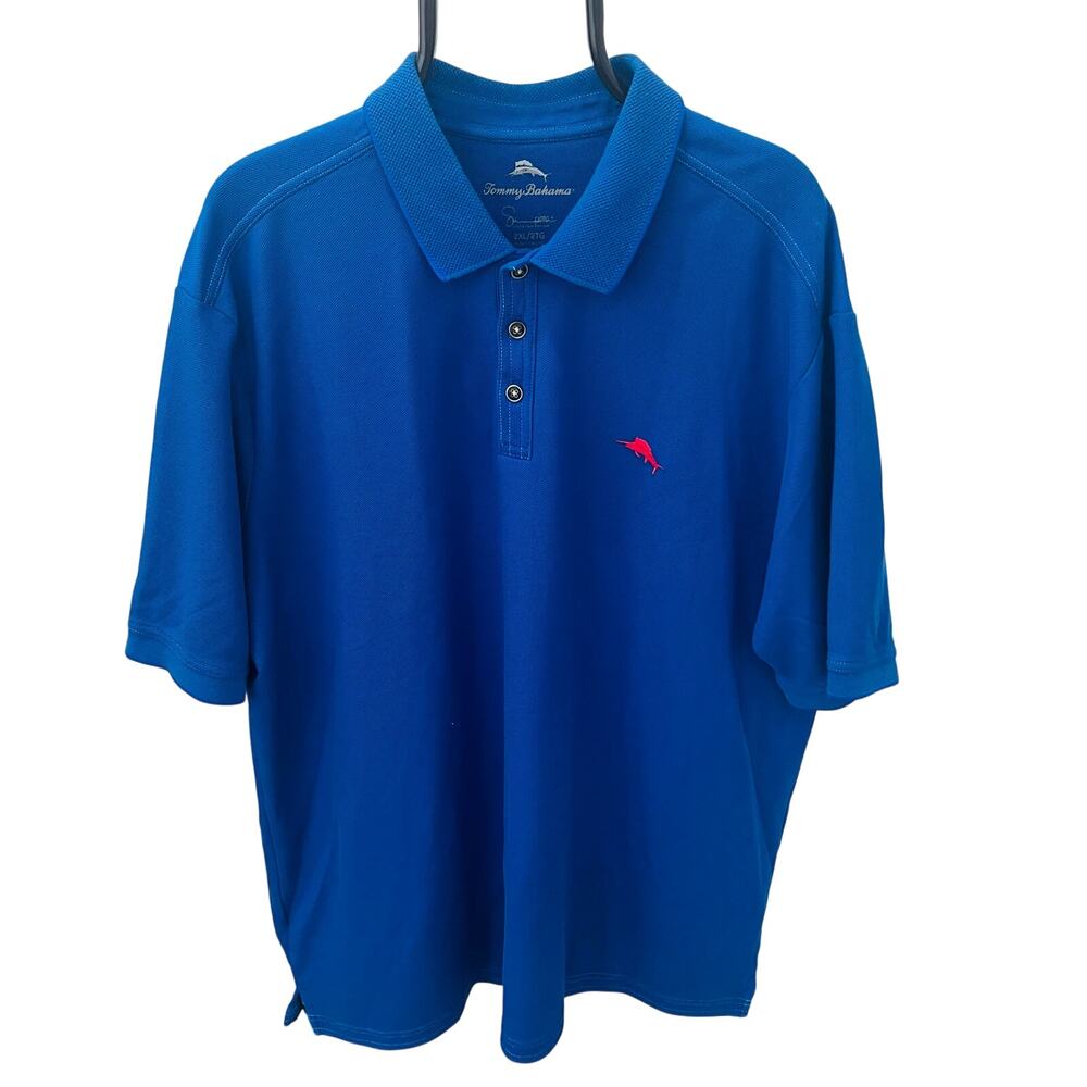 Tommy Bahama Emfielder IslandZone Polo Shirt Mens 2XL Blue Red Marlin Logo